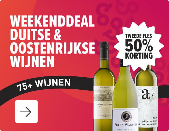 Weekenddeal: meer dan 75 duitse en oostenrijkse wijnen tweede fles 50% korting